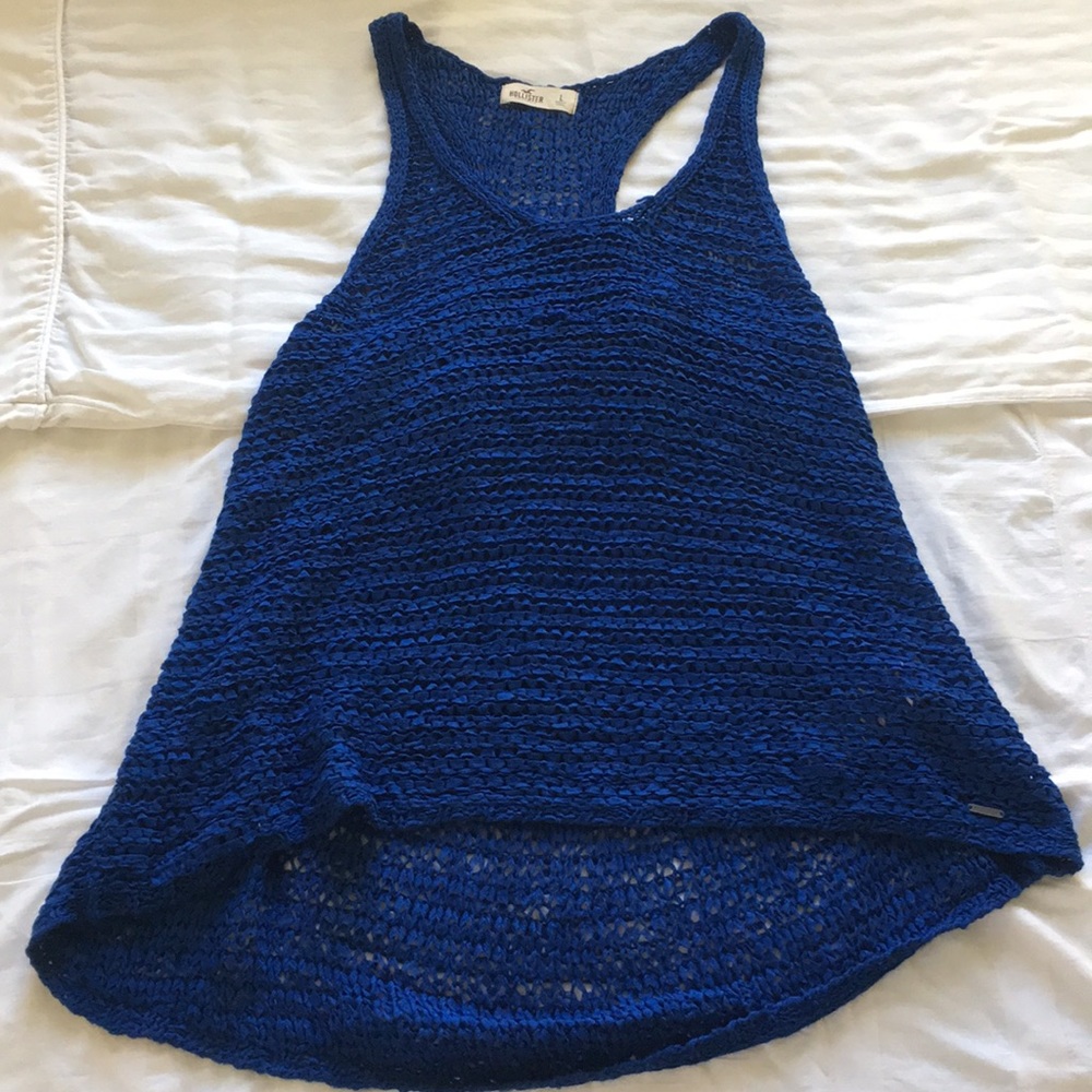 Blue woven tank top